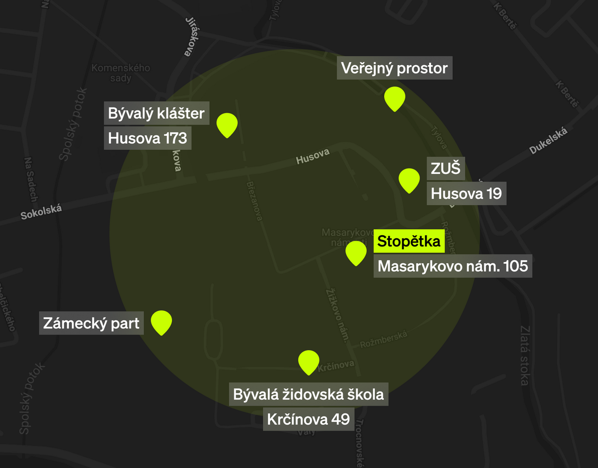 Mapa festivalových míst v Třeboni