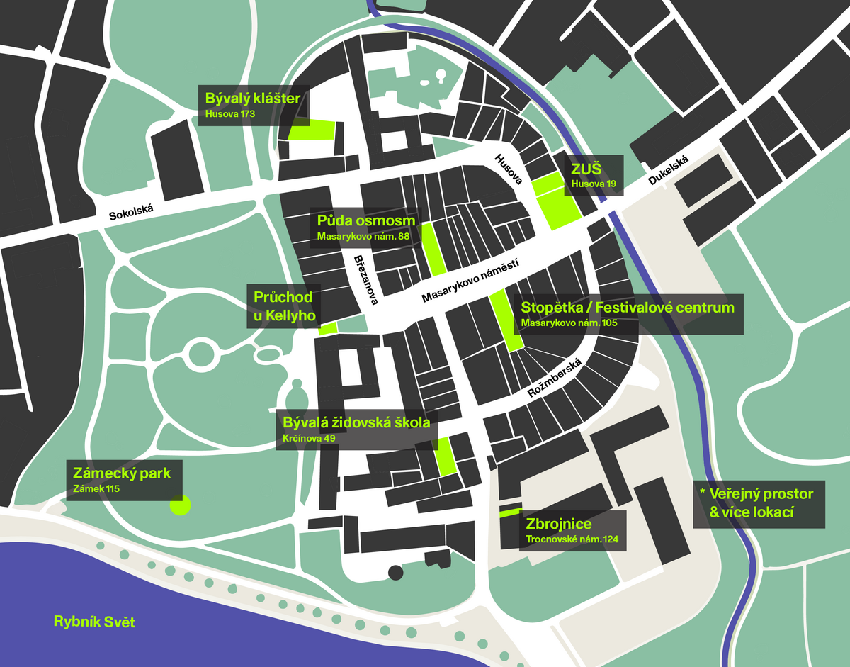 Mapa festivalových míst v Třeboni